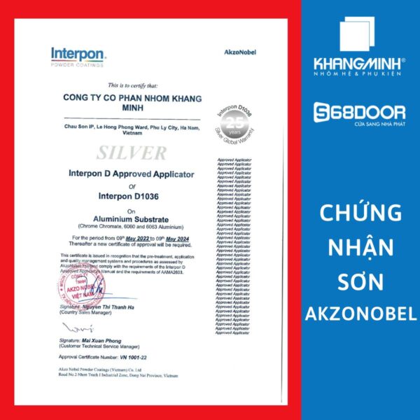 Dây Chuyền Sơn Nhôm Khang Minh Được Các Hãng Sơn Uy Tín Thế Giới Cấp Chứng Nhận Sơn Bảo Hành